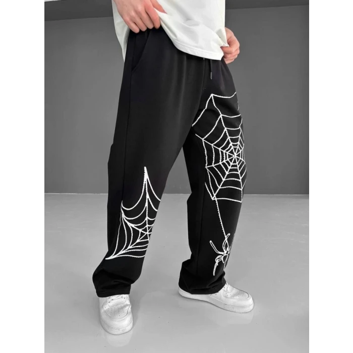 ieg™ İki İplik Kumaş Örümcek Baskılı Esofman - Siyah