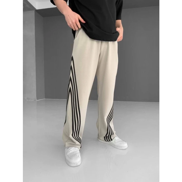 ieg™ İki İplik Kumaş Şeritli Alt Esofman - Bej