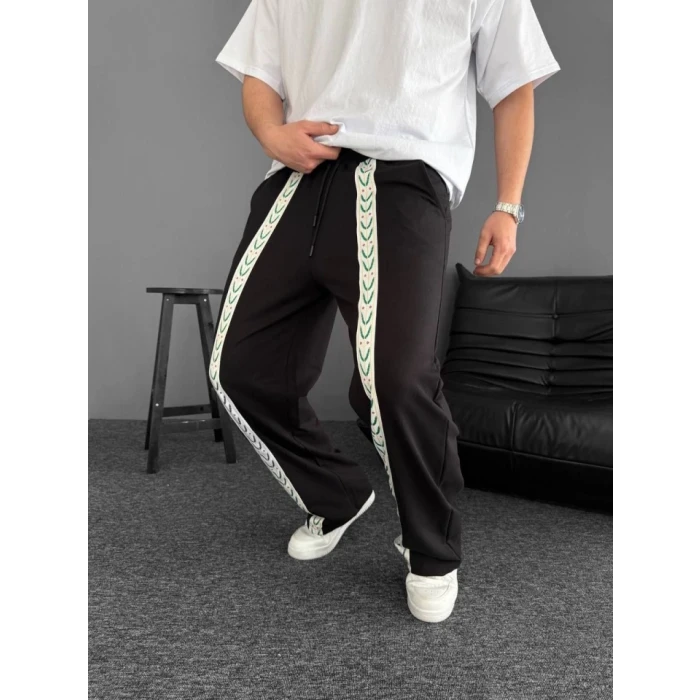 ieg™ İki İplik Kumaş Şeritli Alt Esofman - Siyah