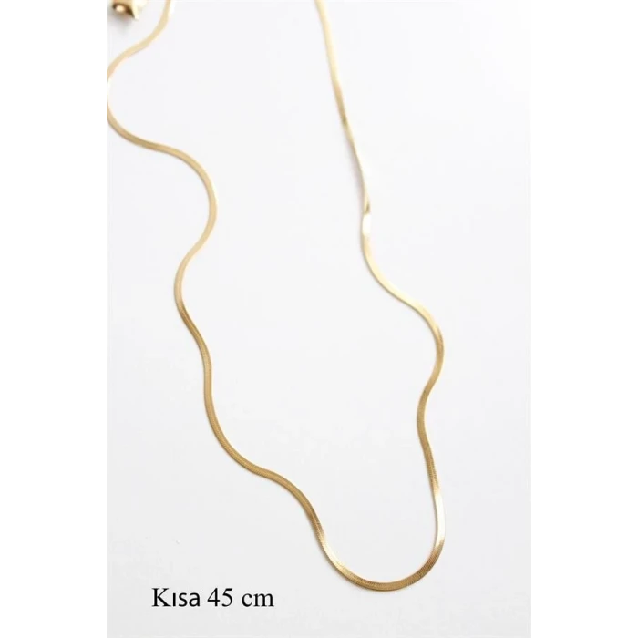 ieg™ İnce İtalyan Zincir Çelik Kolye (45cm) - Altın