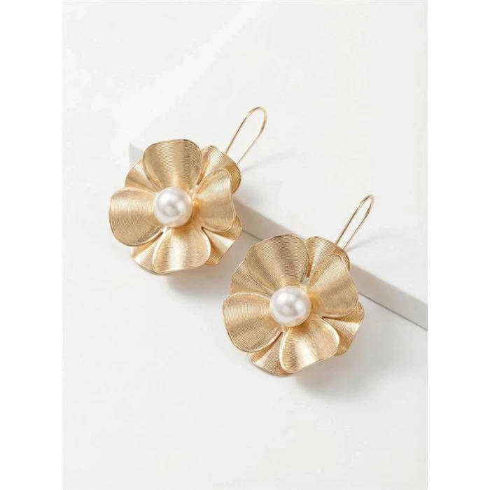 ieg™ İncili Çiçek Küpe - Altın