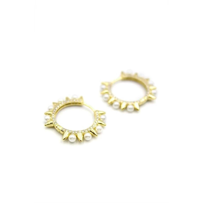 ieg™ İncili Taşlı Küpe - 14K Altın