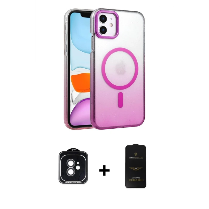 ieg™ iPhone 11 Ahenk Doku Özel Seri - Siyah 6D Antistatik Mat Seramik Hayalet Nano Ekran Koruyucu + Siyah PVD Metal Kamera Lens