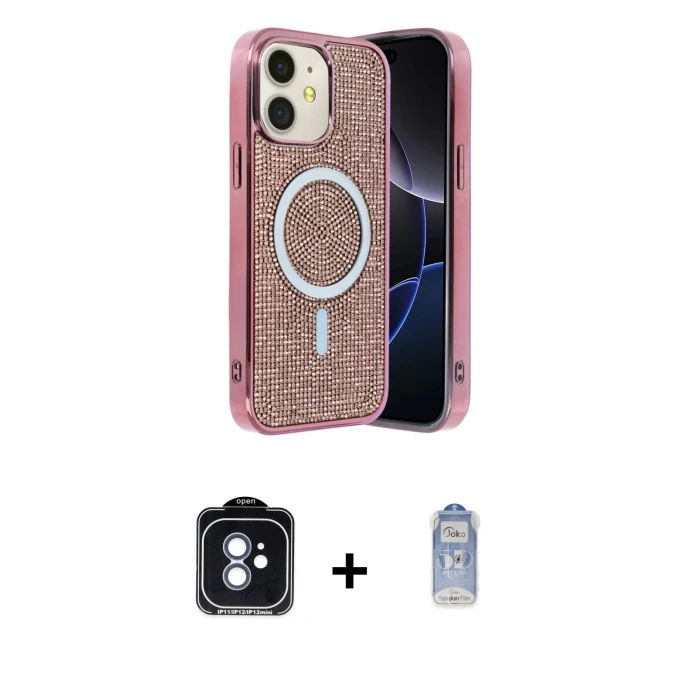 ieg™ iPhone 11 Eksen Çizgi - Siyah Joko Magic 5D Cam + Mavi PVD Metal Kamera Lens