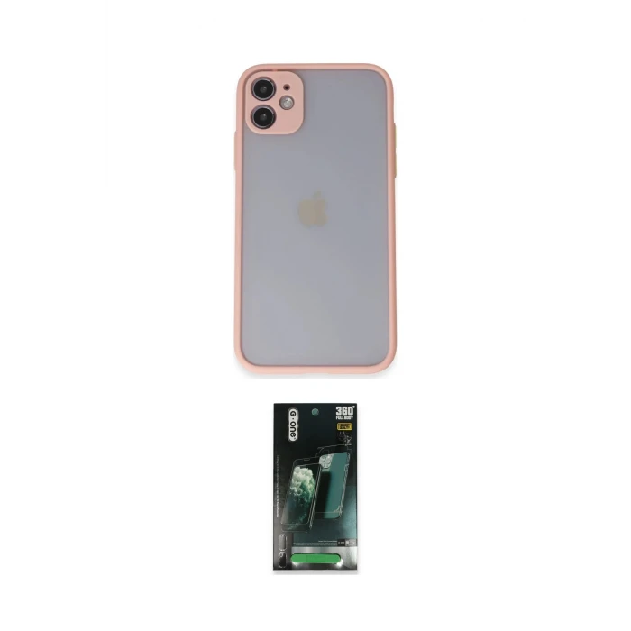 ieg™ iPhone 11 Kılıf Ahenk Çizgi Serisi - Şeffaf 360 Full Body Arka Koruyucu