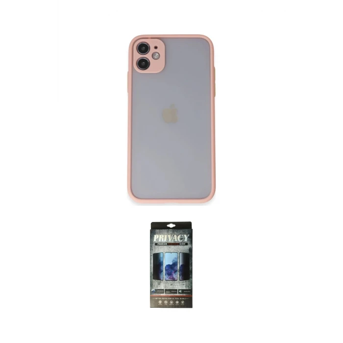 ieg™ iPhone 11 Kılıf Ahenk Çizgi Serisi - Siyah 34D Hayalet Izgaralı Cam