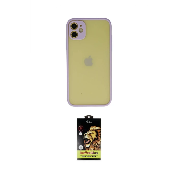 ieg™ iPhone 11 Kılıf Ahenk Çizgi Serisi - Siyah Buffer Cam Ekran Koruyucu