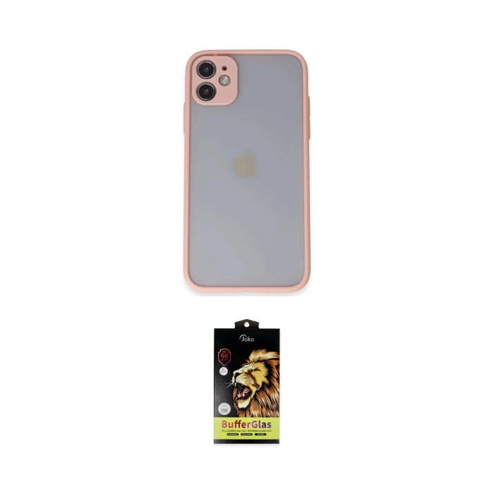 ieg™ iPhone 11 Kılıf Ahenk Çizgi Serisi - Siyah Buffer Cam Ekran Koruyucu