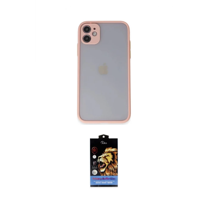 ieg™ iPhone 11 Kılıf Ahenk Çizgi Serisi - Siyah Buffer Hayalet Cam Ekran Koruyucu