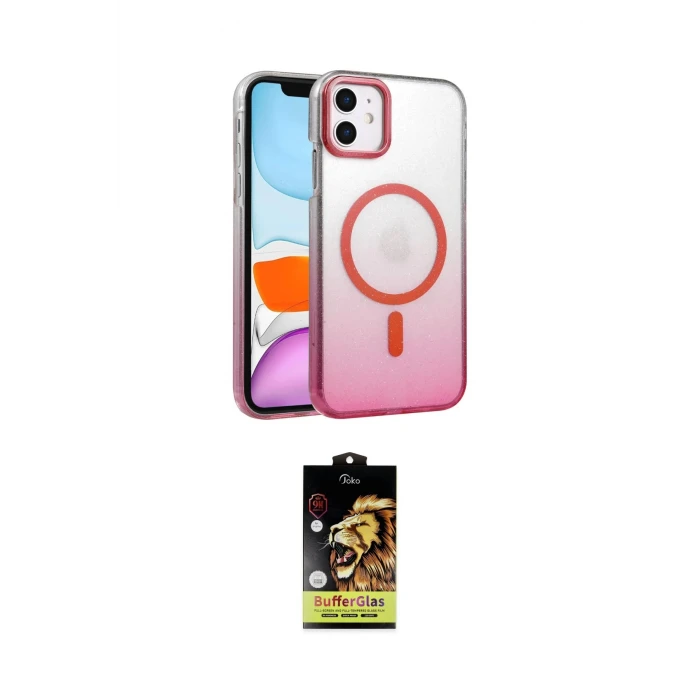 ieg™ iPhone 11 Kılıf Ahenk Doku Özel Seri - Siyah Buffer Cam Ekran Koruyucu