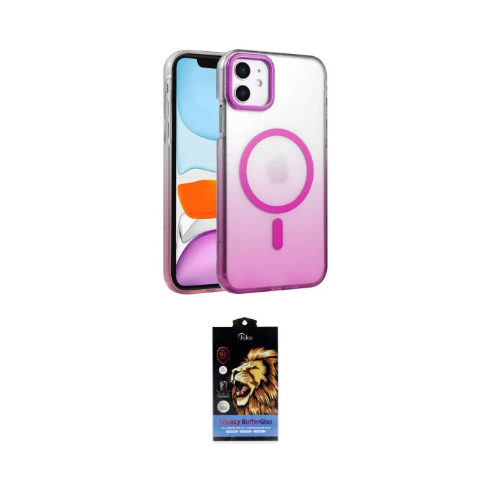 ieg™ iPhone 11 Kılıf Ahenk Doku Özel Seri - Siyah Buffer Hayalet Cam Ekran Koruyucu
