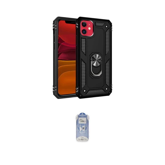 ieg™ iPhone 11 Kılıf Ahenk Klasik Koleksiyonu - Siyah Joko Magic 5D Cam