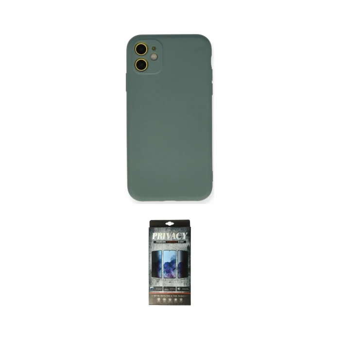 ieg™ iPhone 11 Kılıf Ahenk Serisi - Siyah 34D Hayalet Izgaralı Cam
