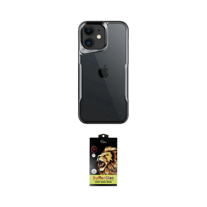 ieg™ iPhone 11 Kılıf Akış Çizgi Koleksiyonu - Siyah Buffer Cam Ekran Koruyucu