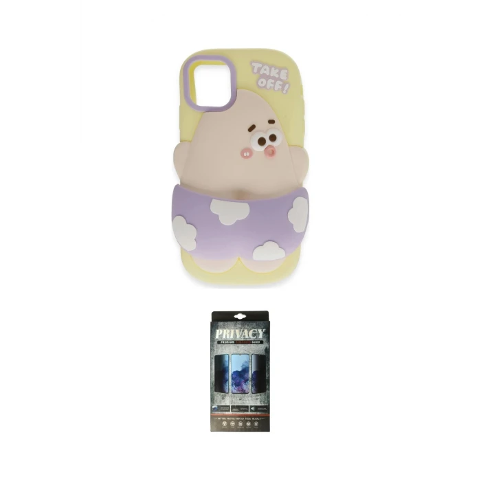ieg™ iPhone 11 Kılıf Akış Yansıma - Siyah 34D Hayalet Izgaralı Cam