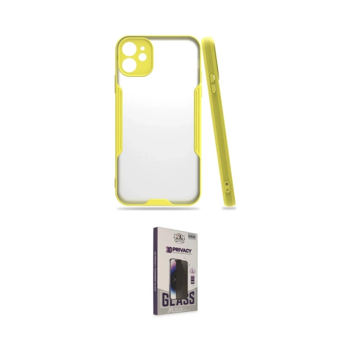 ieg™ iPhone 11 Kılıf Atlas Asil Serisi - Siyah Bilvis Hayalet Cam Ekran Koruyucu
