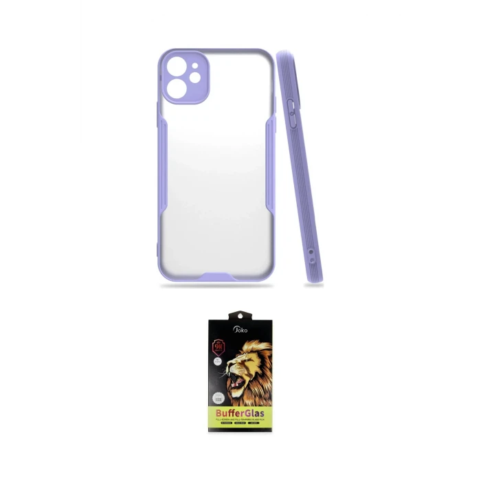ieg™ iPhone 11 Kılıf Atlas Asil Serisi - Siyah Buffer Cam Ekran Koruyucu