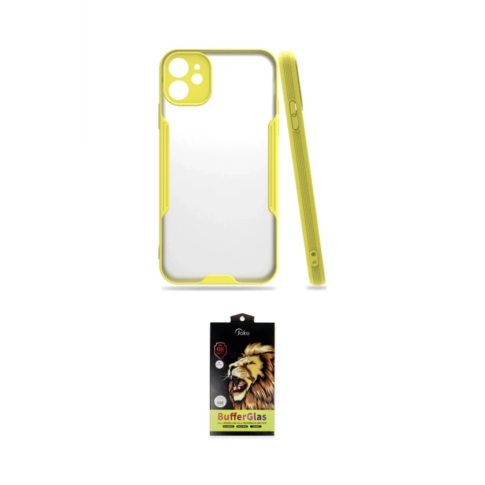 ieg™ iPhone 11 Kılıf Atlas Asil Serisi - Siyah Buffer Cam Ekran Koruyucu