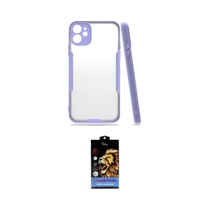 ieg™ iPhone 11 Kılıf Atlas Asil Serisi - Siyah Buffer Hayalet Cam Ekran Koruyucu