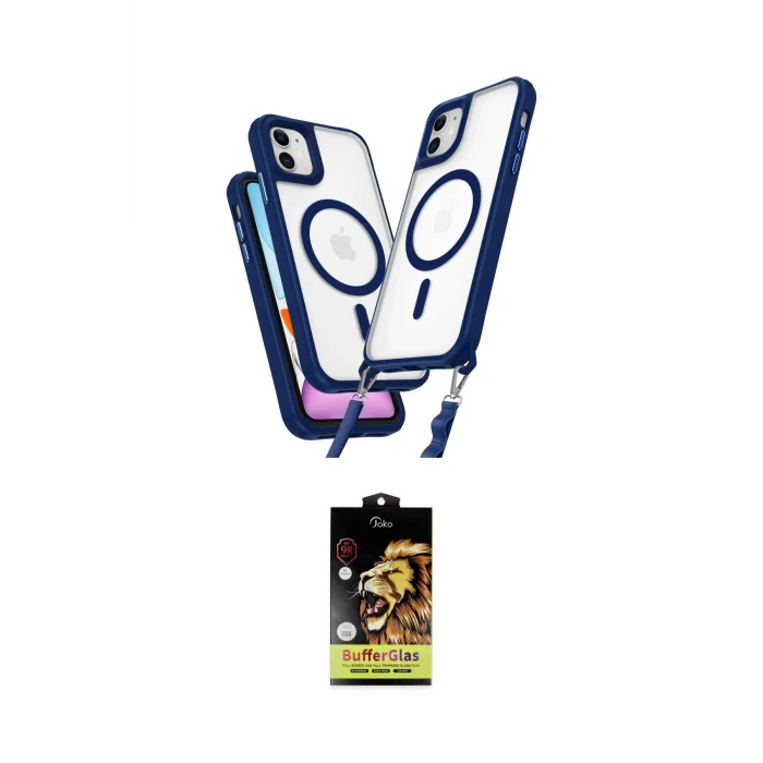 ieg™ iPhone 11 Kılıf Atlas Doku Koleksiyonu - Siyah Buffer Cam Ekran Koruyucu
