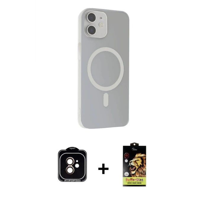 ieg™ iPhone 11 Kılıf Çekirdek Modern Prime - Siyah Buffer Cam Ekran Koruyucu + Turuncu PVD Metal Kamera Lens