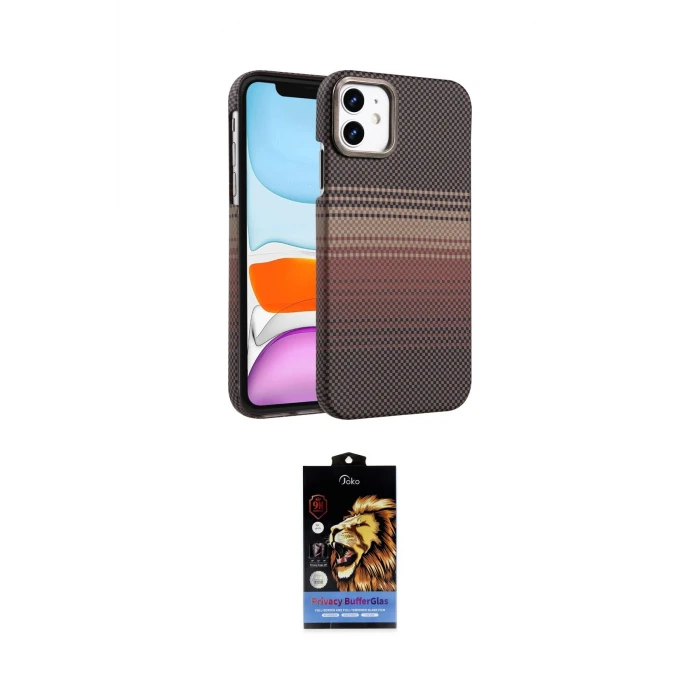ieg™ iPhone 11 Kılıf Doruk Serisi - Siyah Buffer Hayalet Cam Ekran Koruyucu