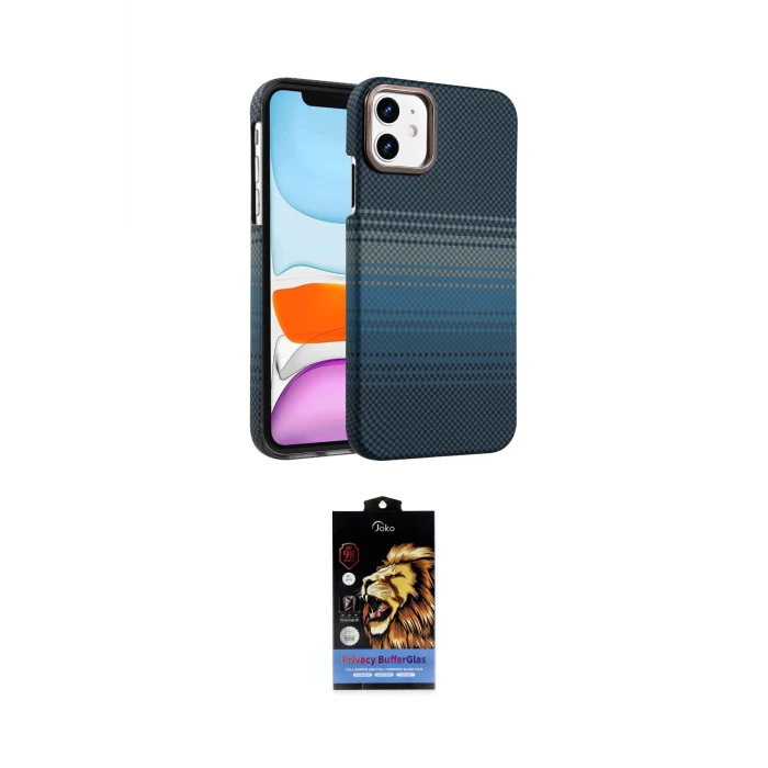 ieg™ iPhone 11 Kılıf Doruk Serisi - Siyah Buffer Hayalet Cam Ekran Koruyucu