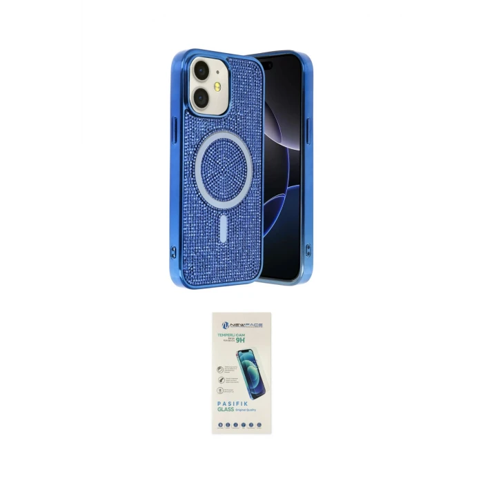 ieg™ iPhone 11 Kılıf Eksen Çizgi - Şeffaf Pasifik Cam Ekran Koruyucu