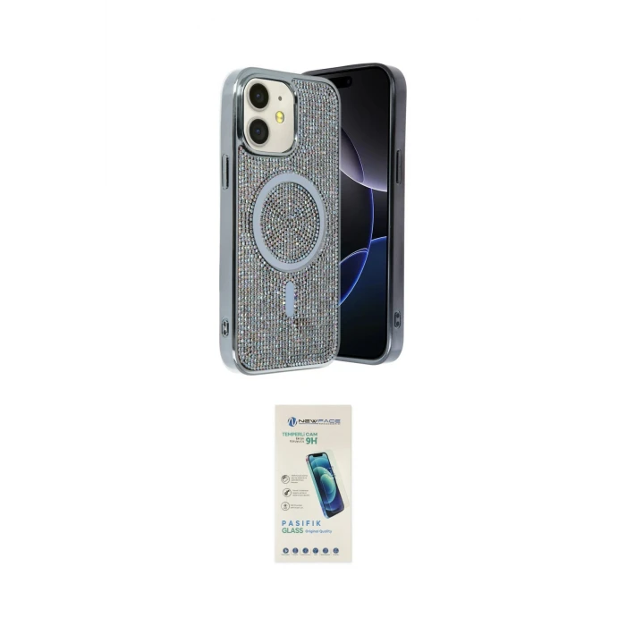 ieg™ iPhone 11 Kılıf Eksen Çizgi - Şeffaf Pasifik Cam Ekran Koruyucu