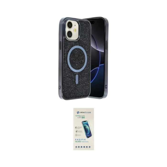 ieg™ iPhone 11 Kılıf Eksen Çizgi - Şeffaf Pasifik Cam Ekran Koruyucu