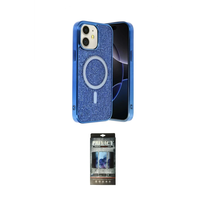 ieg™ iPhone 11 Kılıf Eksen Çizgi - Siyah 34D Hayalet Izgaralı Cam
