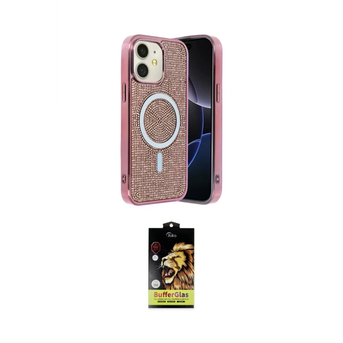 ieg™ iPhone 11 Kılıf Eksen Çizgi - Siyah Buffer Cam Ekran Koruyucu