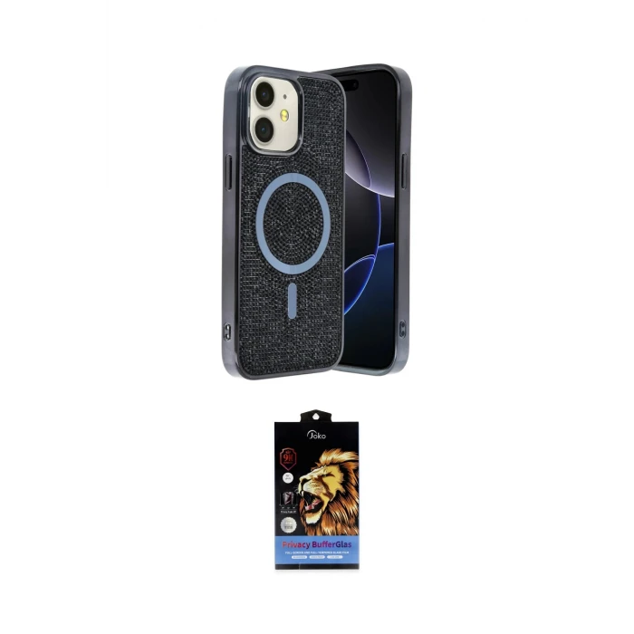 ieg™ iPhone 11 Kılıf Eksen Çizgi - Siyah Buffer Hayalet Cam Ekran Koruyucu