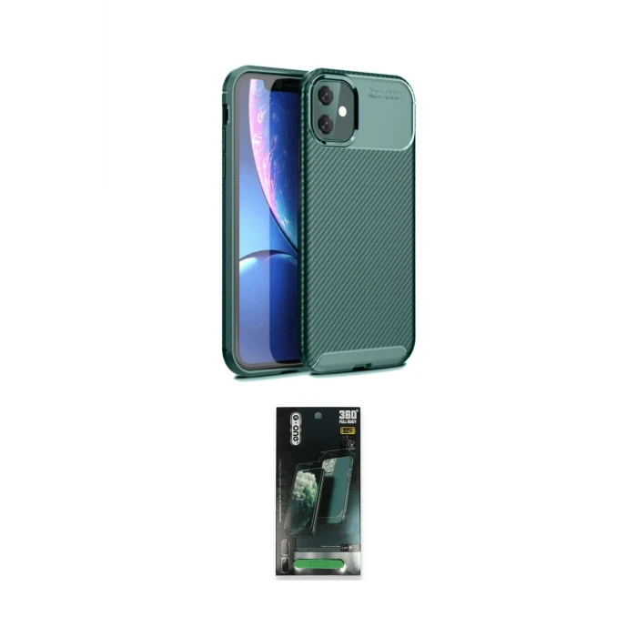 ieg™ iPhone 11 Kılıf Eksen Form Prime - Şeffaf 360 Full Body Arka Koruyucu