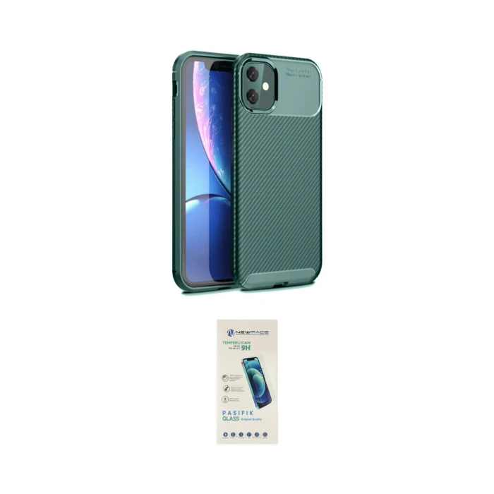 ieg™ iPhone 11 Kılıf Eksen Form Prime - Şeffaf Pasifik Cam Ekran Koruyucu