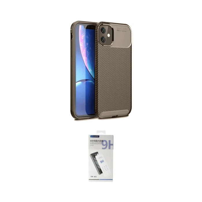 ieg™ iPhone 11 Kılıf Eksen Form Prime - Şeffaf Uv Polymer Nano Ekran Koruyucu