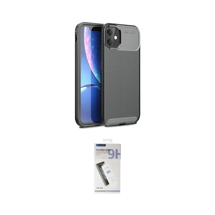 ieg™ iPhone 11 Kılıf Eksen Form Prime - Şeffaf Uv Polymer Nano Ekran Koruyucu
