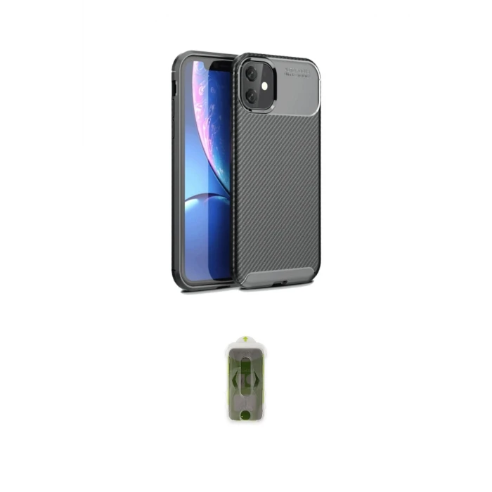 ieg™ iPhone 11 Kılıf Eksen Form Prime - Siyah Joko Magic 5D Hayalet Cam