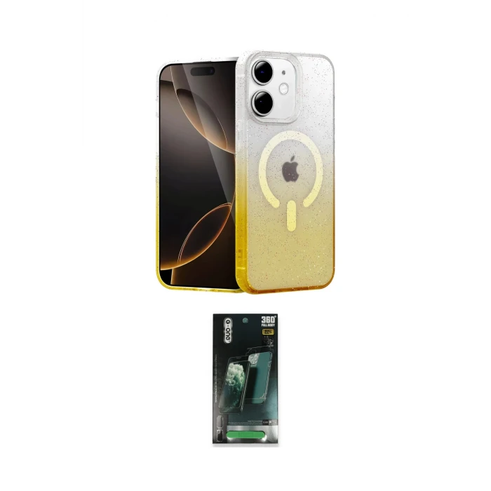 ieg™ iPhone 11 Kılıf Eksen Minimal Özel Seri - Şeffaf 360 Full Body Arka Koruyucu