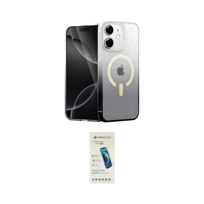 ieg™ iPhone 11 Kılıf Eksen Minimal Özel Seri - Şeffaf Pasifik Cam Ekran Koruyucu