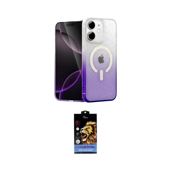 ieg™ iPhone 11 Kılıf Eksen Minimal Özel Seri - Siyah Buffer Hayalet Cam Ekran Koruyucu