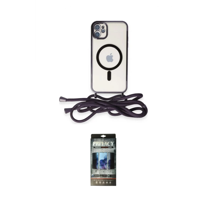 ieg™ iPhone 11 Kılıf Eksen Özel Seri - Siyah 34D Hayalet Izgaralı Cam