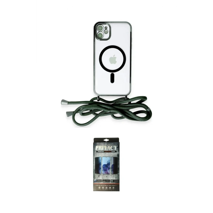 ieg™ iPhone 11 Kılıf Eksen Özel Seri - Siyah 34D Hayalet Izgaralı Cam
