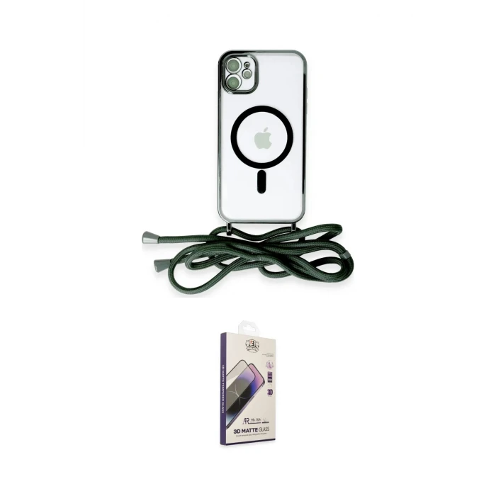 ieg™ iPhone 11 Kılıf Eksen Özel Seri - Siyah Bilvis 3D Mat Cam Ekran Koruyucu