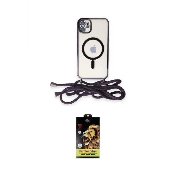 ieg™ iPhone 11 Kılıf Eksen Özel Seri - Siyah Buffer Cam Ekran Koruyucu