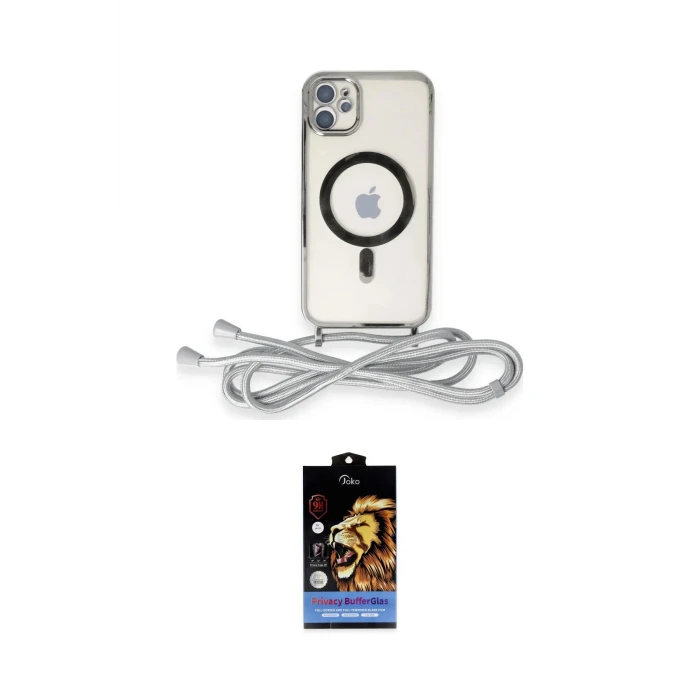ieg™ iPhone 11 Kılıf Eksen Özel Seri - Siyah Buffer Hayalet Cam Ekran Koruyucu