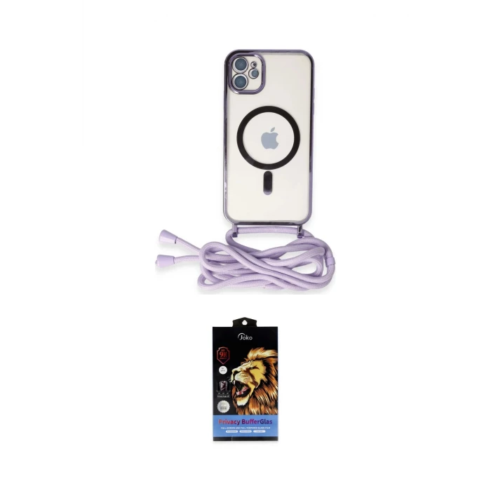 ieg™ iPhone 11 Kılıf Eksen Özel Seri - Siyah Buffer Hayalet Cam Ekran Koruyucu