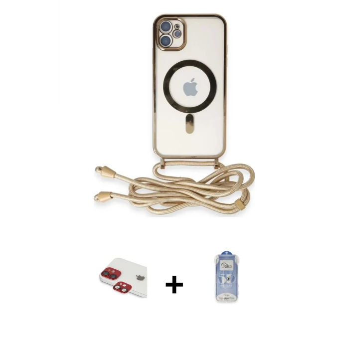 ieg™ iPhone 11 Kılıf Eksen Özel Seri - Siyah Joko Magic 5D Cam + Pers Alüminyum Kamera Lens - KI