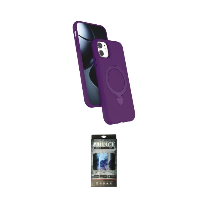 ieg™ iPhone 11 Kılıf İz Işık Koleksiyonu - Siyah 34D Hayalet Izgaralı Cam