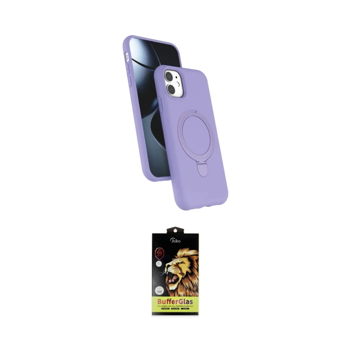 ieg™ iPhone 11 Kılıf İz Işık Koleksiyonu - Siyah Buffer Cam Ekran Koruyucu